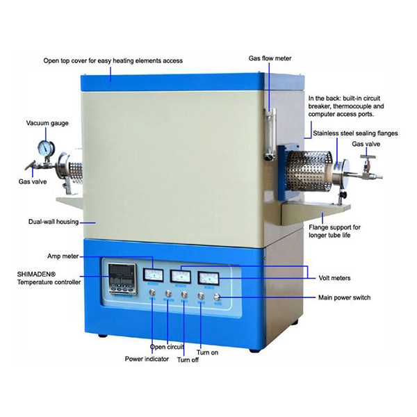 1800°C Programmable High Temperature vacuum tube furnace